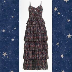 Hutch Multicolor Tiered ruffled cut out Maxi Dress NWT Sz 6/medium